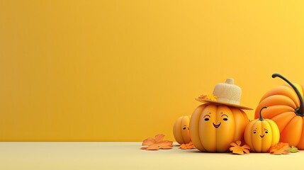 halloween pumpkin and pumpkins and with orange background and space for text