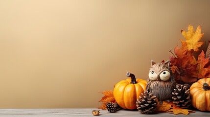 Naklejka na ściany i meble halloween pumpkin and pumpkins and space for text