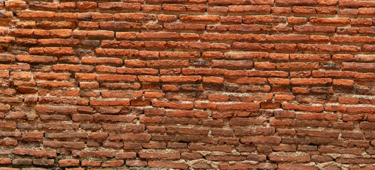 Texture of old red brick wall. background of empty brick wall texture for background. detail for text creative, backdrop and Design for Long web banner.