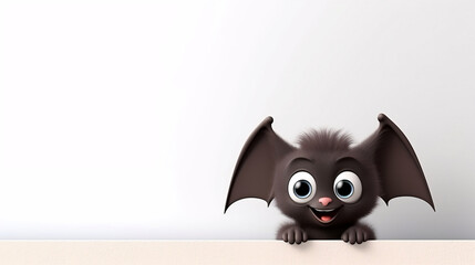Bat character isolated on white background with copy space, 3D rendering