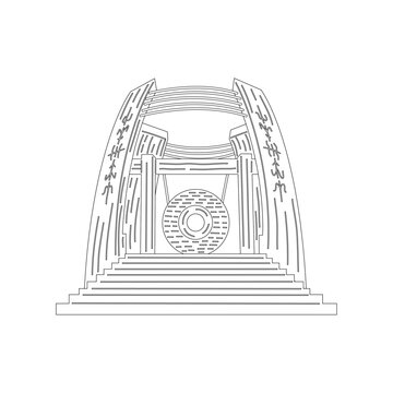 Indonesian element icon map and landmarks symbols and objects
