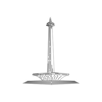 Indonesian element icon map and landmarks symbols and objects