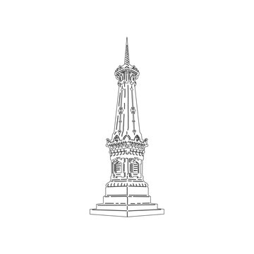 Indonesian element icon map and landmarks symbols and objects