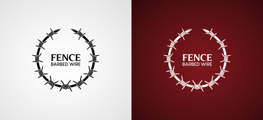 Barbed wire fence frame logo vector symbol design template