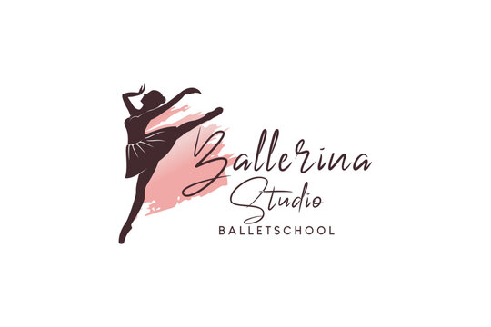 vector beautiful woman dancing ballet for logo design of ballerina or dance art studio