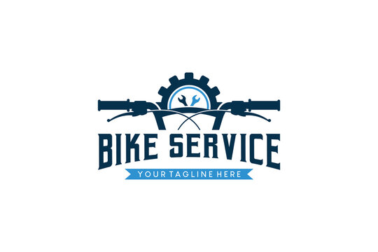 Bicycle service or repair logo design template, bicycle repair shop symbol