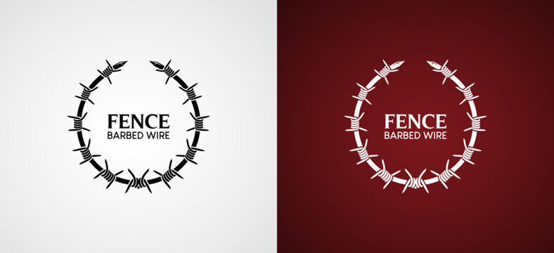 Barbed wire fence frame logo vector symbol design template