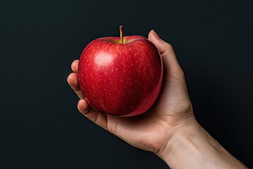 closeup hand hold apple