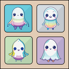 Obraz premium Ghost vector icon art set