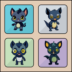 Gargoyle vector icon art set