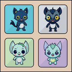 Gargoyle vector icon art set