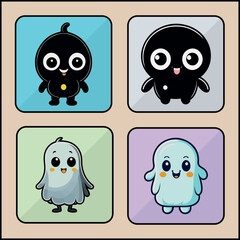 Ghost vector icon art set