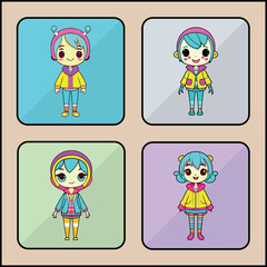 Trickster vector icon art set