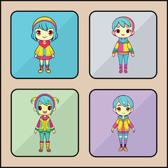 Trickster vector icon art set