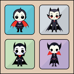 Vampire vector icon art set