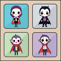 Vampire vector icon art set