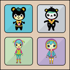 Trickster vector icon art set