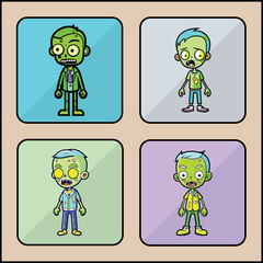 Zombie vector icon art set
