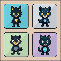 Werewolf vector icon art set