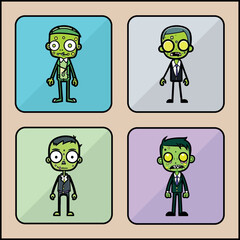 Zombie vector icon art set