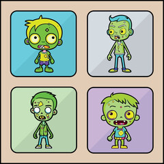 Zombie vector icon art set