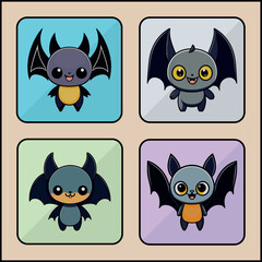 Bat vector icon art set