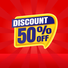 50 percent discount banner for sales