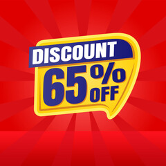 65 percent discount banner for sales