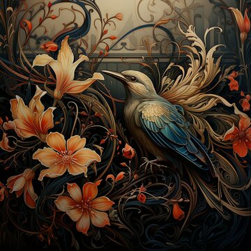 Art Nouveau, ornate and inticate Organic desin