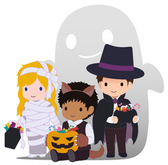 ハロウィーン　座り　狼男＋オバケ　タイプD