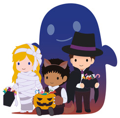 ハロウィーン　座り　狼男＋オバケの夜　タイプD