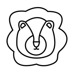 lion of cute animal emoji line icon style