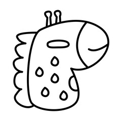 giraffe of cute animal emoji line icon style