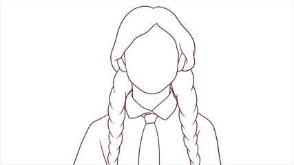 Grinning Student in School Uniform, hand drawn style vector illustration
