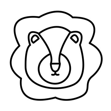 lion of cute animal emoji line icon style