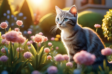 A cute kitty in a garden.
Generative AI