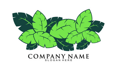 Natural leaves illustration vector logo