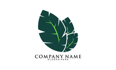 Dark green leaf illustration vector logo