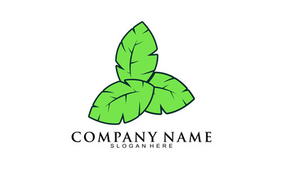 Three leaves illustration vector logo