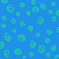 Green spirals on blue background