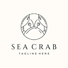 nature crab line art logo vector minimalist illustration design, crab seafood logo design