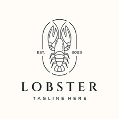 marine lobster line art logo vector minimalist illustration design, lobster wildlife sea animal logo designBasic RGB