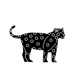 jaguar of wild animal solid icon set
