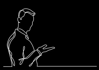 continuous line drawing vector illustration with FULLY EDITABLE STROKE of business professional people at work as a business concept background