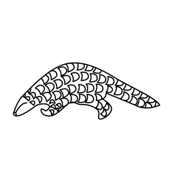 recommend clip art: pangolin of wild animal outline icon set