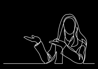 continuous line drawing vector illustration with FULLY EDITABLE STROKE of  business professional people at work as a business concept background