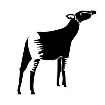 black and white okapi standing profile clip art preview