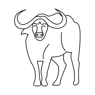 recommend clip art: african buffalo of wild animal outline icon set