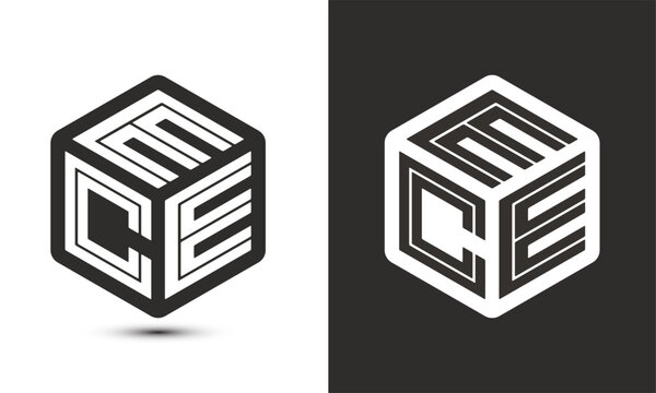 ece letter logo design with illustrator cube logo, vector logo modern alphabet font overlap style.