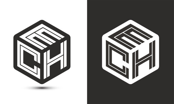 ech letter logo design with illustrator cube logo, vector logo modern alphabet font overlap style.